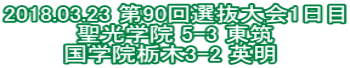 2018.03.23 第90回選抜大会1日目 聖光学院 5-3 東筑 国学院栃木3-2 英明 