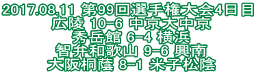 2017.08.11 第99回選手権大会4日目  広陵 10-6 中京大中京  秀岳館 6-4 横浜  智弁和歌山 9-6 興南  大阪桐蔭 8-1 米子松陰