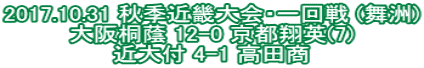 2017.10.31 秋季近畿大会・一回戦 (舞洲) 大阪桐蔭 12-0 京都翔英(7) 近大付 4-1 高田商