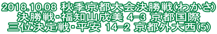 2018.10.08 秋季京都大会決勝戦(わかさ) 決勝戦・福知山成美 4-3 京都国際 三位決定戦・平安 14-2 京都外大西(5)